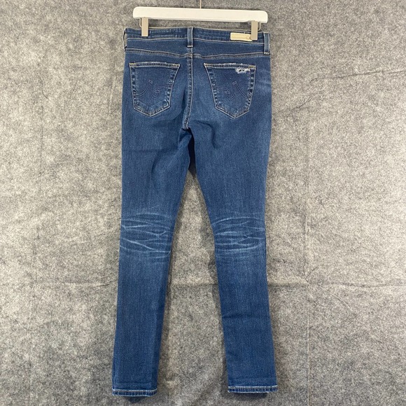 AG Adriano Goldschmied Jeans 28 Blue Distressed Legging Ankle Mid Rise - Picture 3 of 11